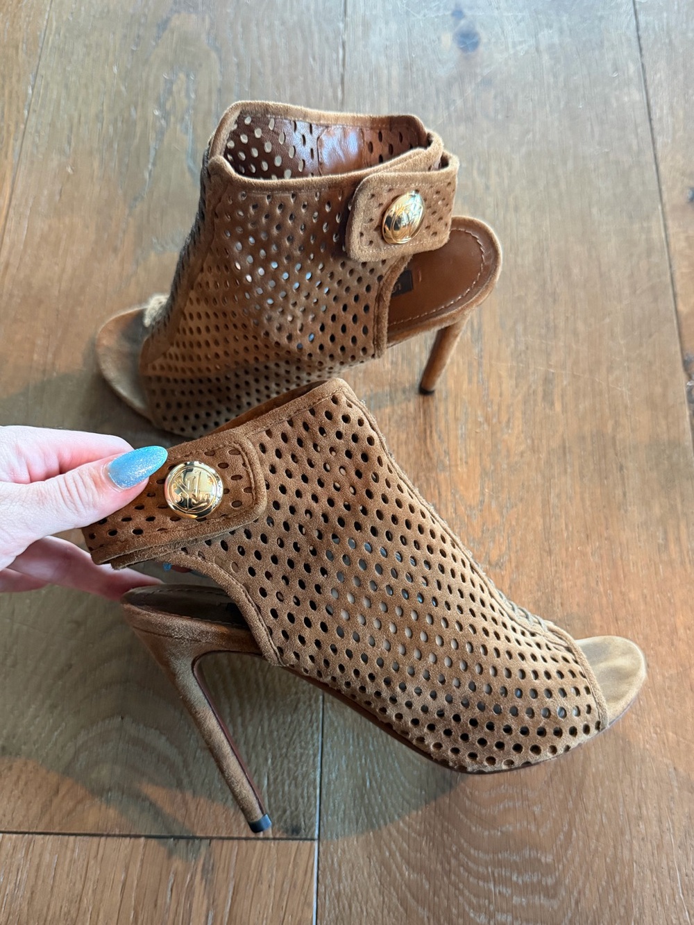 Louis Vuitton Suede Laser Cut Heels